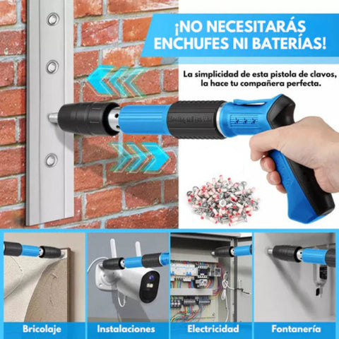 Pistola Fijadora Clavos Portátil + 100 Clavos Gratis Hoy
